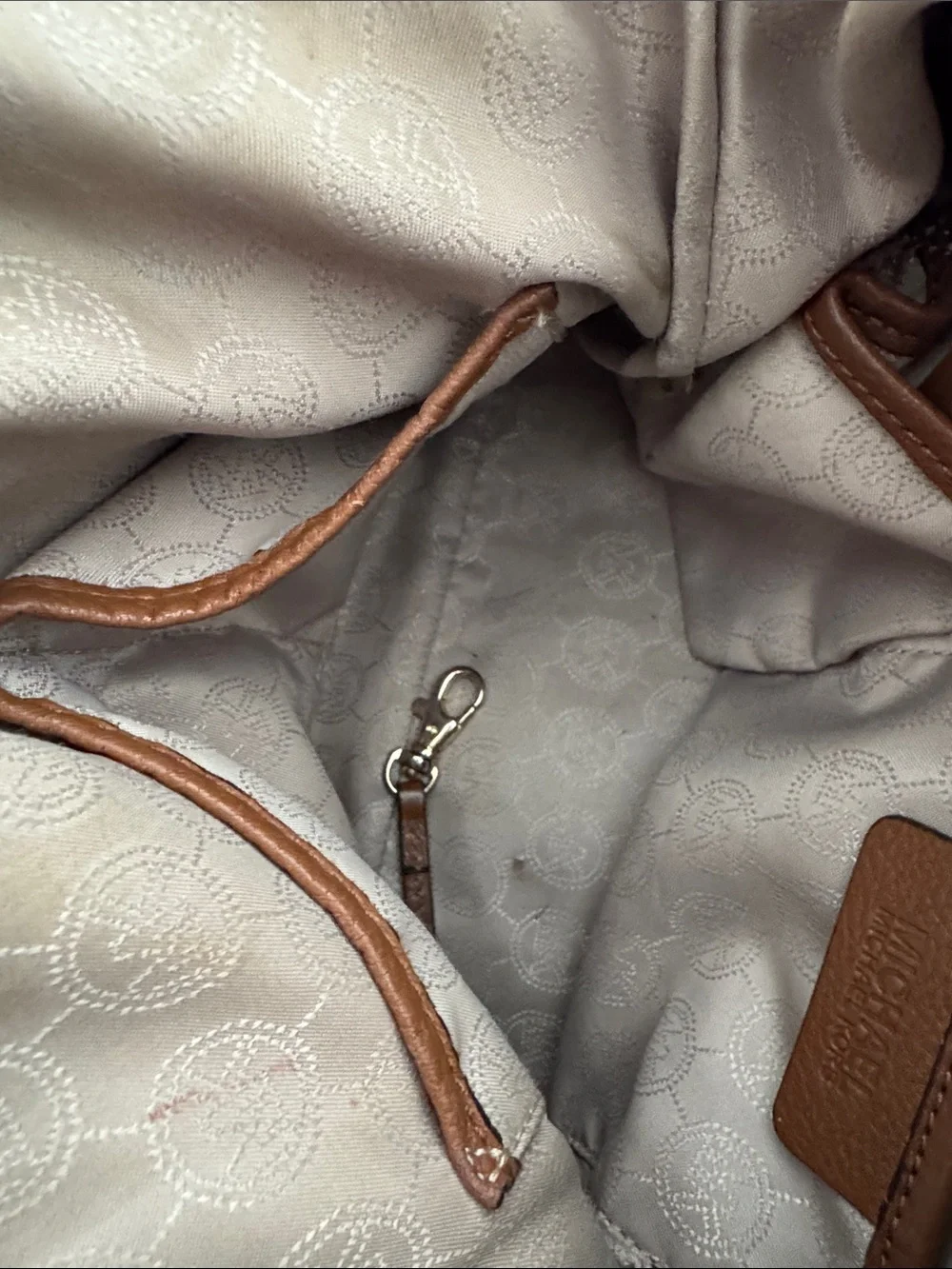 Michael Kors Cognac Pebbled Leather Bag with Gold Hardware